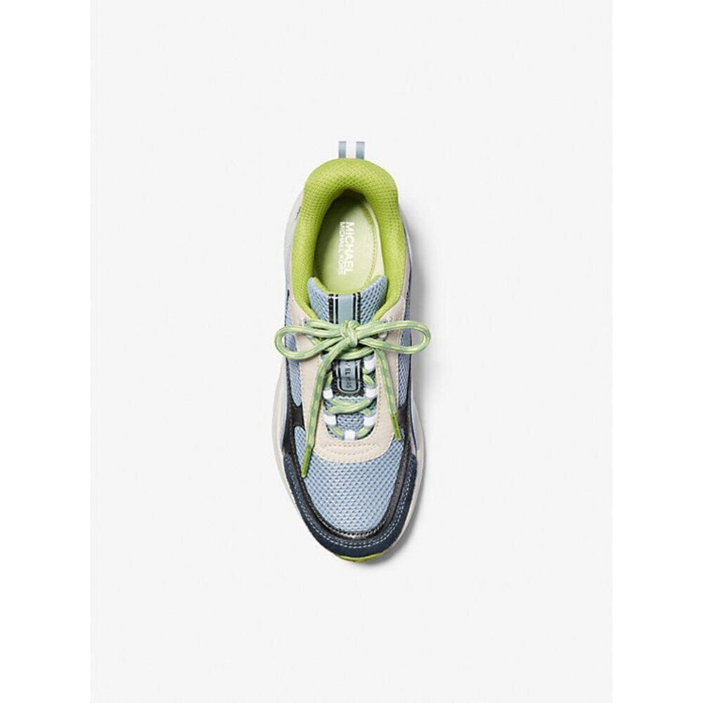 Michael kors Katrina Mixed-Media Trainer Running Sneakers Pale Blue Lace Up - Picture 5 of 5